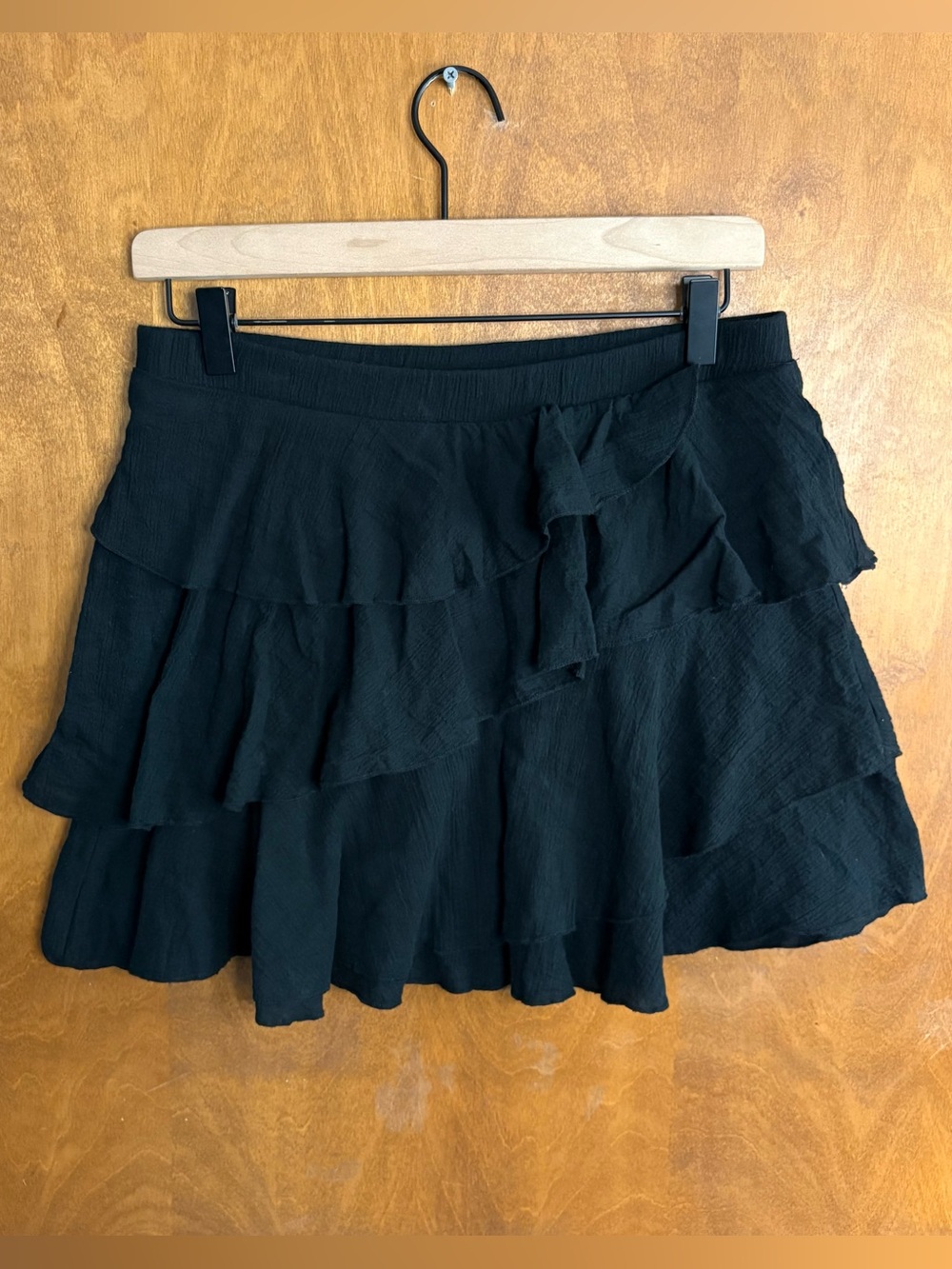 Vintage Black Layered Asymmetric Ruffle Mini Skirt Y2K Mcbling Goth Fairy Bratz